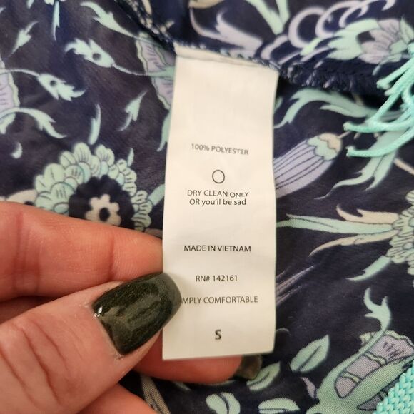 Lularoe‎ Monroe Kimono with Fringe Floral Print Blue and Teal Size Small - Picture 4 of 9